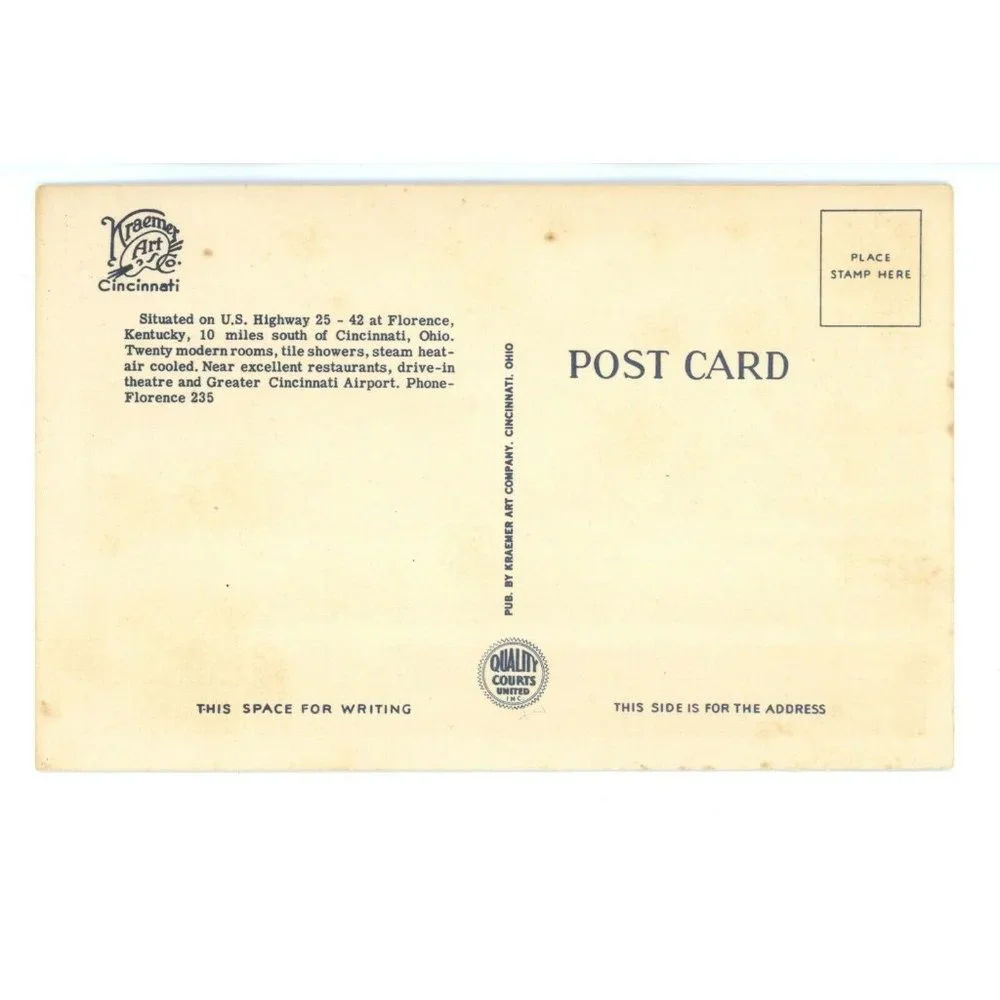 Vintage Postcard‎ Florence Motor Court Florence Kentucky Travel AAA USA Unposted